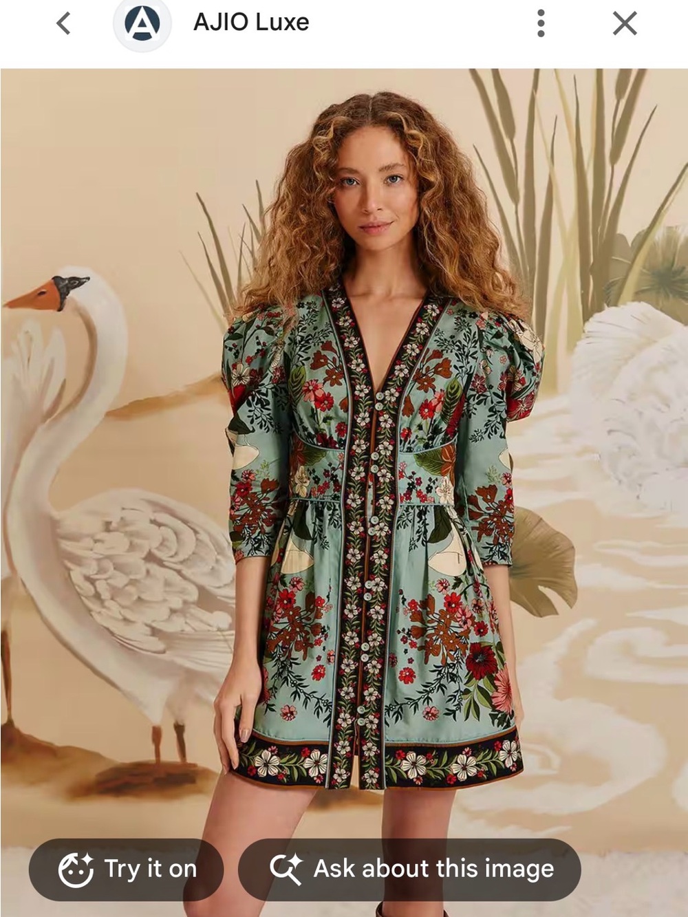 Farm Rio Green Floral Mini Dress